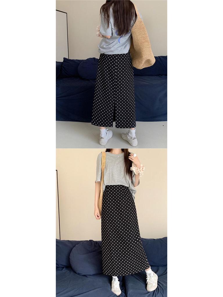 2026 Damen High-Waist A-Linien Polka Dot Midi-Rock mit Schlitz - Neuer Sommer-Artikel