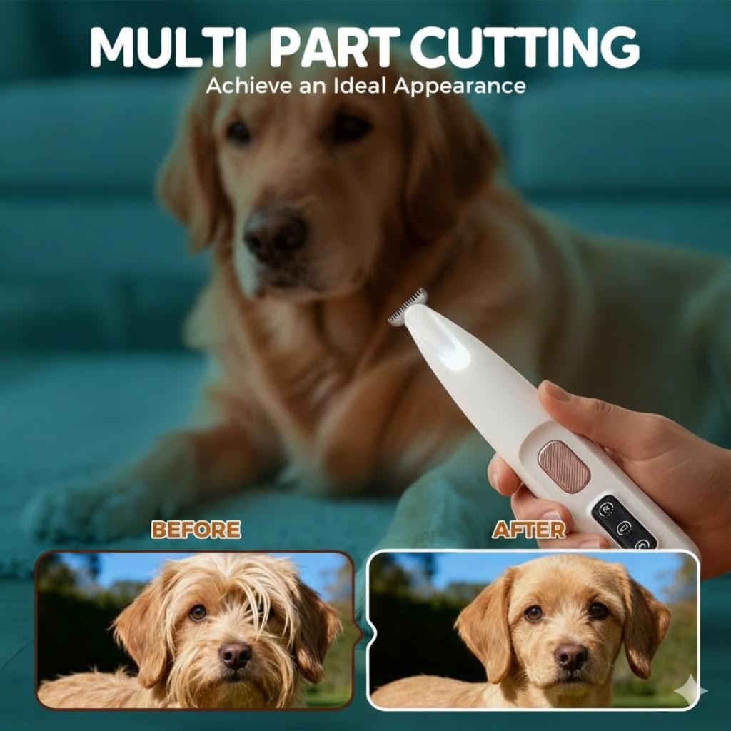 Dog sole trimmer with LED light pet fine electric trimmer set  suitable for sole ears buttocks face eyes