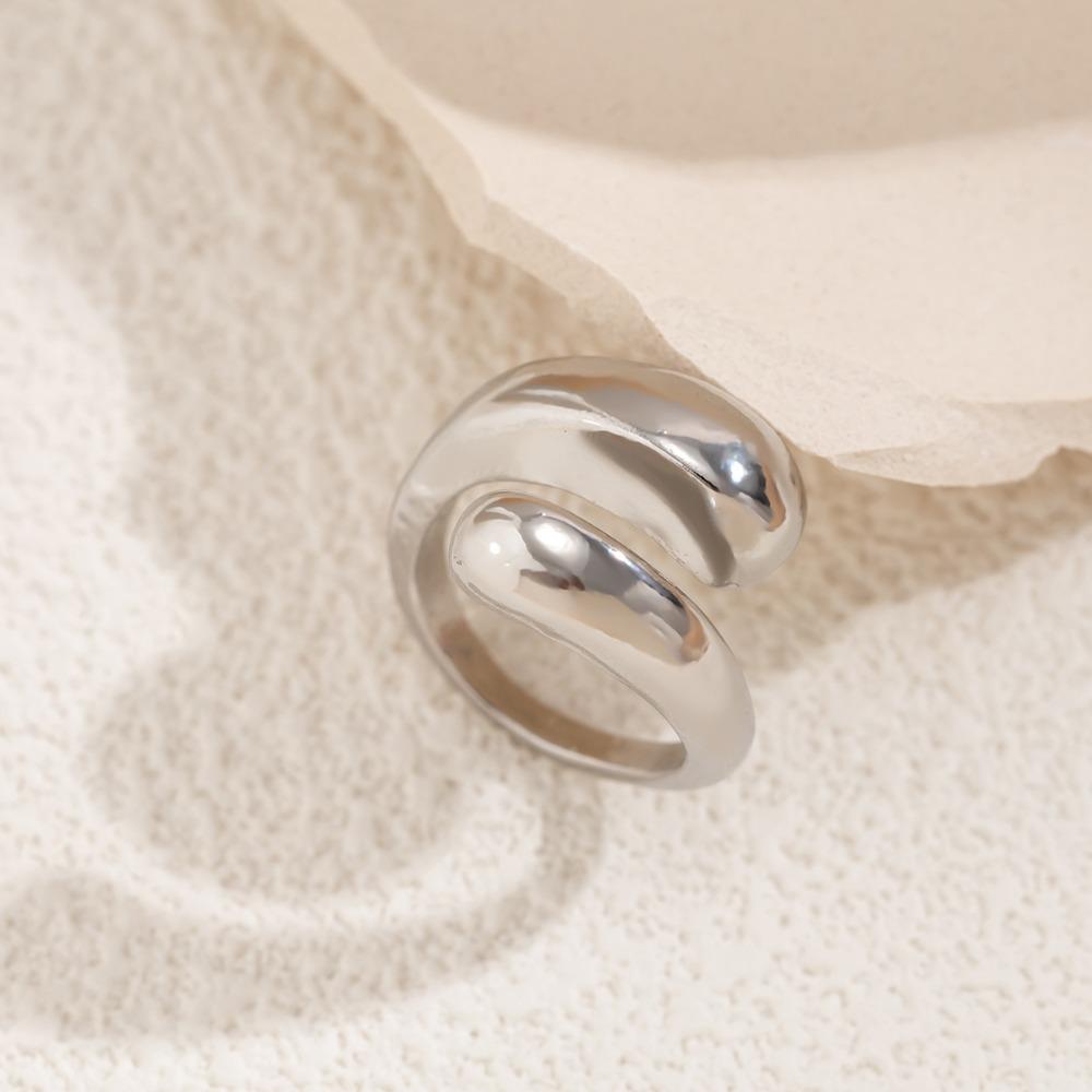 Kovová textura otevřený prsten s hladkým povrchem prsten módní prsten sada