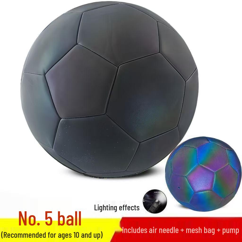 

Reflective Size 5 Black Football, Wear-resistant & Explosion-proof, Includes Air Pump Size 5 (Standard 11-a-side)