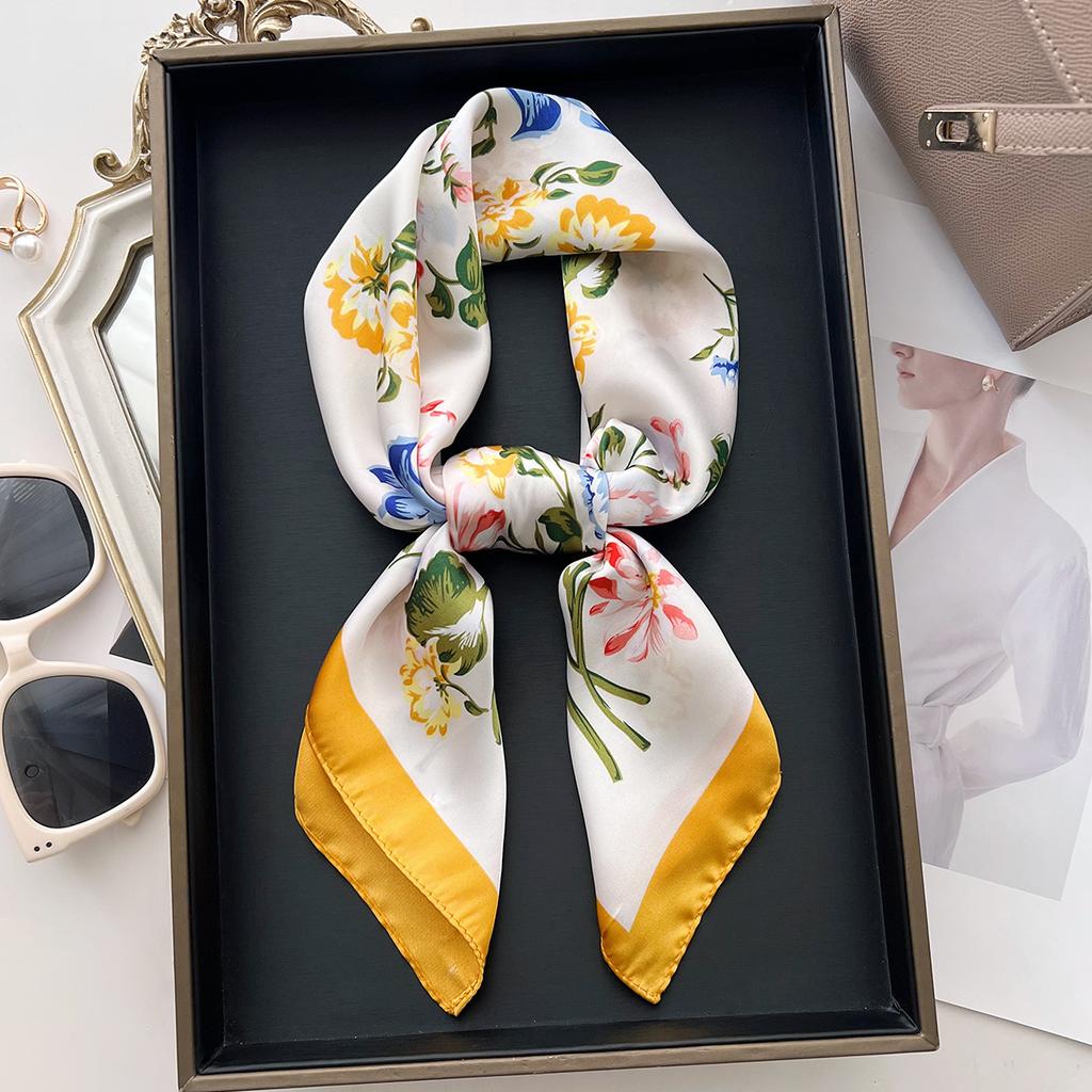 Luxury Print Square Silk Scarfs For Women Decorate Neck Ties Fashion 70*70Cm Kerchief Lady Summer Beach Hijab Female Neckerchief