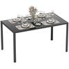 Rectangular Glass Dining Table for 6 People with Metal Legs for Kitchen Living Room 140x80x75 Cm Black
