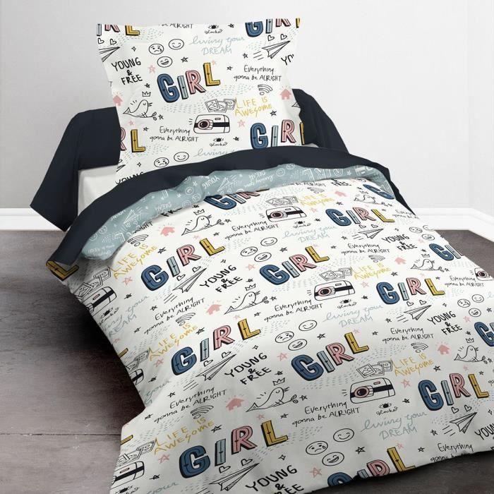 Children's Duvet Cover 140x200 Cm with 1 Pillowcase 63x63 Cm Polyester Bed Set First 1.11