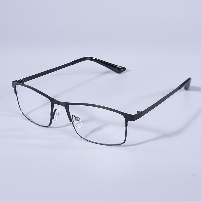 Classic Business Reading Glasses For Men Alloy Frame Readers Eyewear Ultra Light Blue Light Blocking Lens Presbyopia Glasses+175
