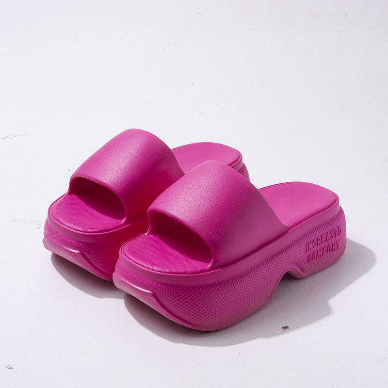 

Женские летние 2024 толстоподошвенные увеличивающие рост нескользящие удобные пляжные уличные шлепанцы 37-38 роза розовый