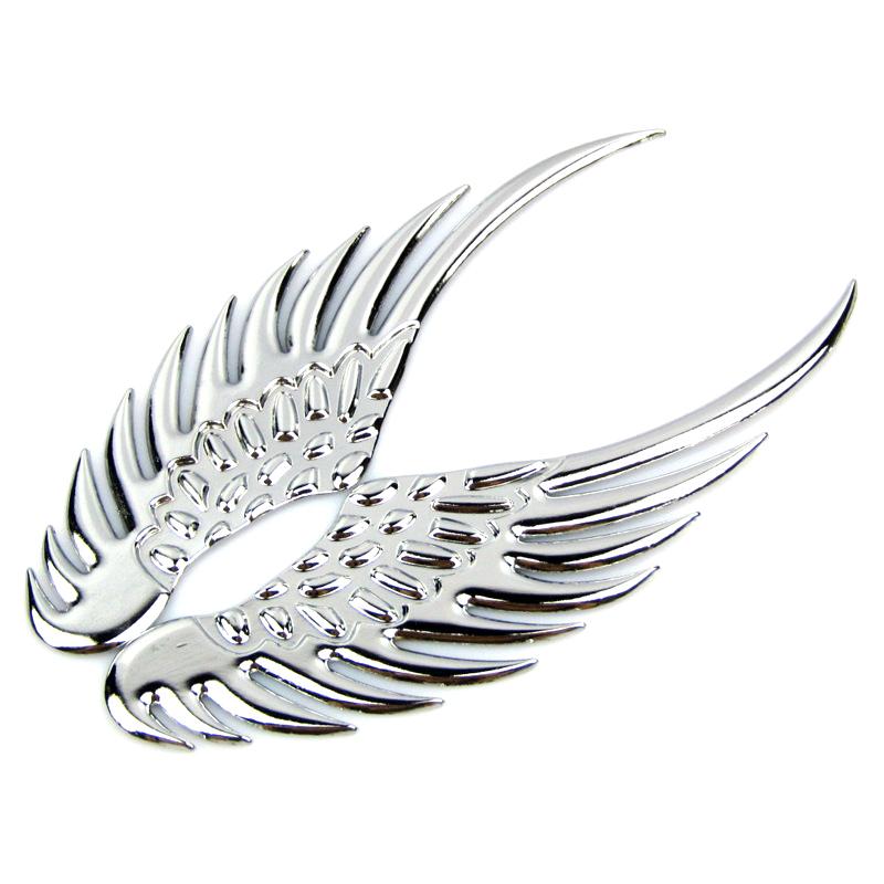 1Pair Car Auto Motorcycle Body Sticker 3D Eagle Angel Wings Badge Style Abs Decals Silver/Gold Exterior Accessories
