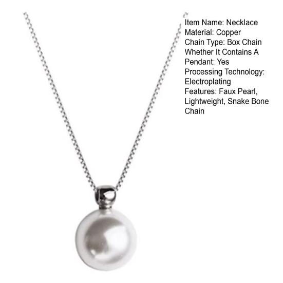 Women Necklace Faux Pearl Pendant Copper Snake Bone Chain Party Wedding Prom Clavicle Necklace Neck Jewelry