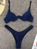 Glitter Shiny Underwired V-Bar Bikini Women Swimsuit Female Brazilian Swimwear Two-piece Bikini Set Triangle Bathing Suit Swim