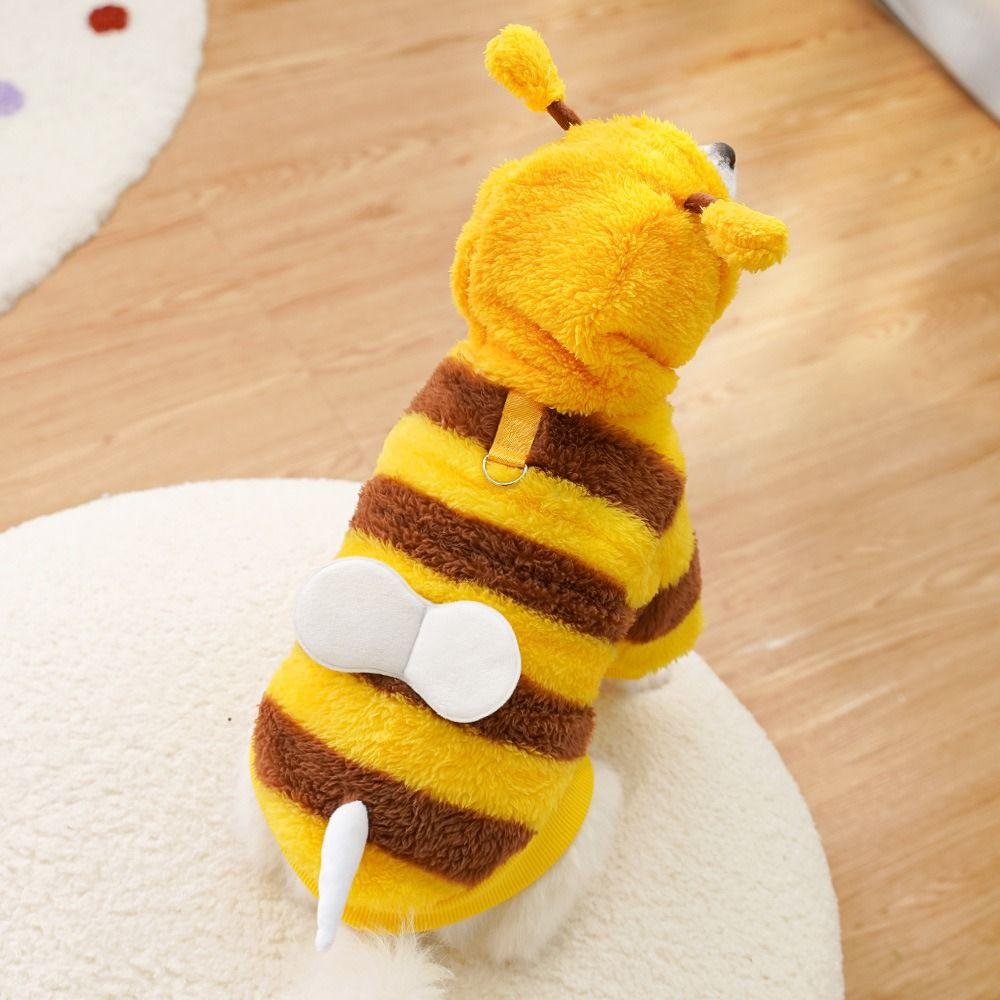 Warm Pet Halloween Bee Hoodies Soft Winter Dogs Jumpsuits  Cosplay Party