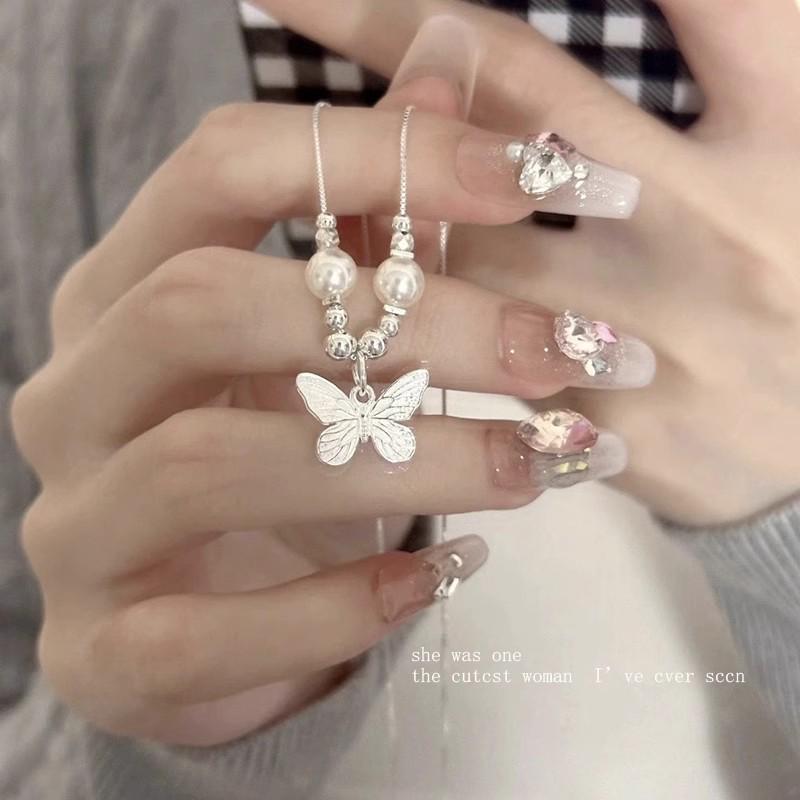 Elegant Chinese Butterfly Pearl Pendant Necklace - Summer Luxury for Women