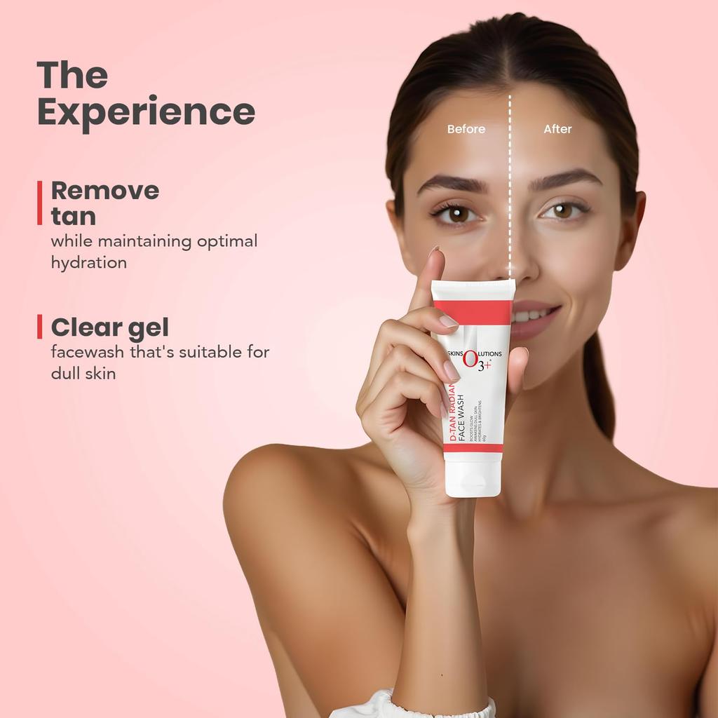 O3+ D-Tan Radiance Gesichtswaschgel 60g 1er-Pack Mit Vitamin C Für Strahlende Haut Und Tiefenreinigung