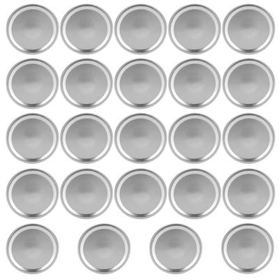 24 stk Runde Lokk av Delt Type Hermetikkglass Forseglings- og Oppbevaringsdeksler for Vanlig Bredåpningsglass(Sølv