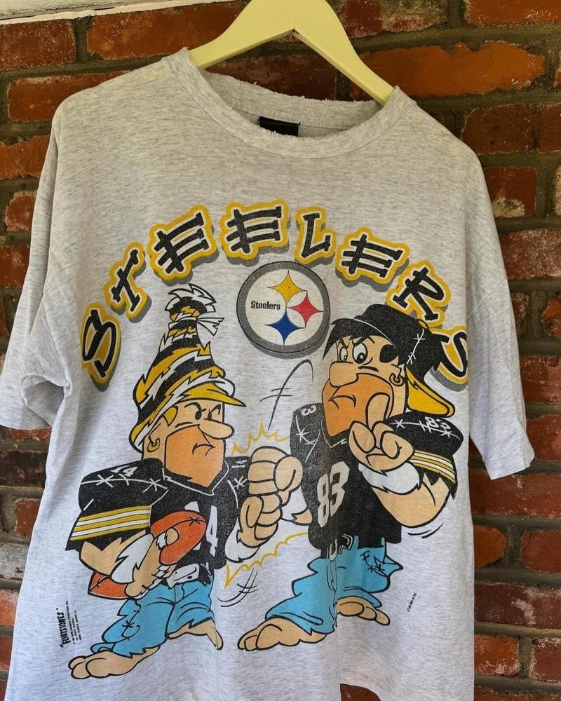 90s Rare Pittsburgh Steelers Flintstones Short sleeve T shirt Unisex S-5XL Unisex T-Shirt XXXL