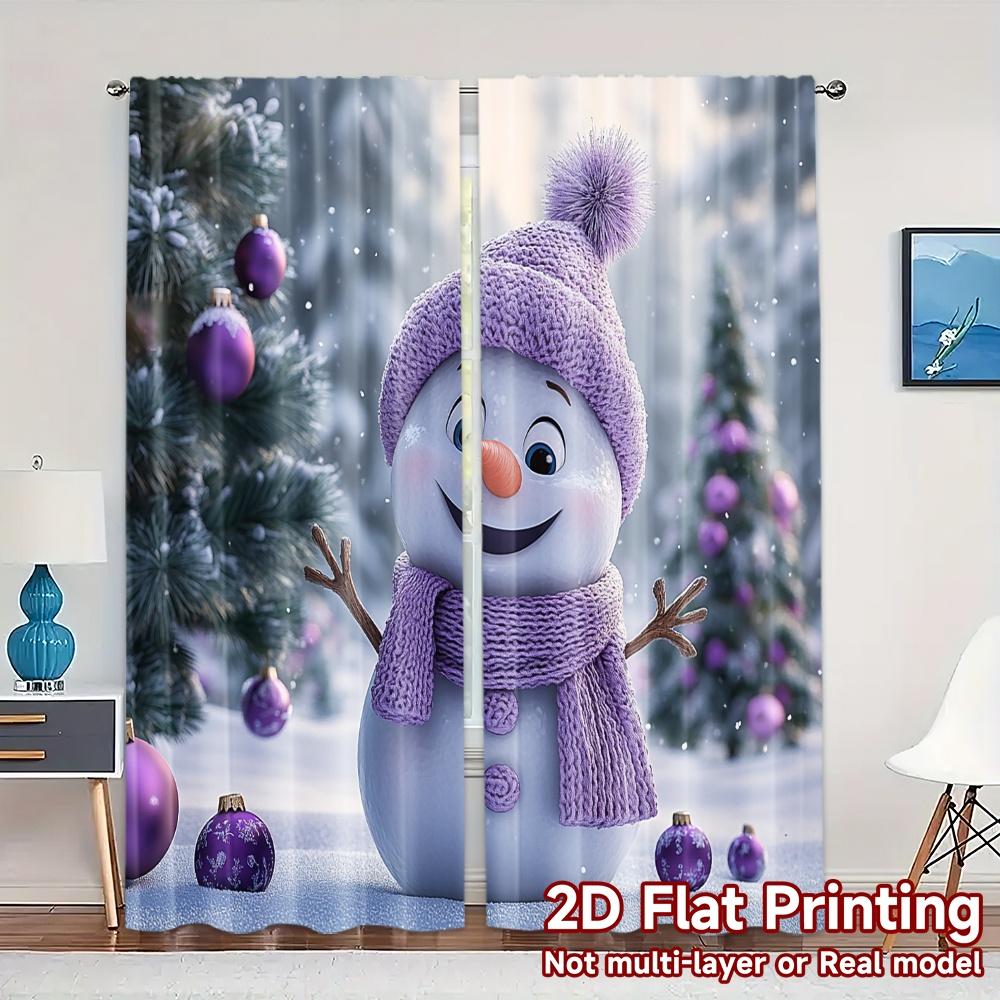 

2pcs,Curtains Cute Snowman Winter Holiday_a Print Chic Curtains Polyester Easy Install Curtains Versatile All Use for Bedroom 52.50×116.00 CM 2pcs