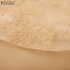 ZANZEA Elegant Women V Neck Short Sleeve Lace Patchwork Smooth A-line Dress Nonelastic