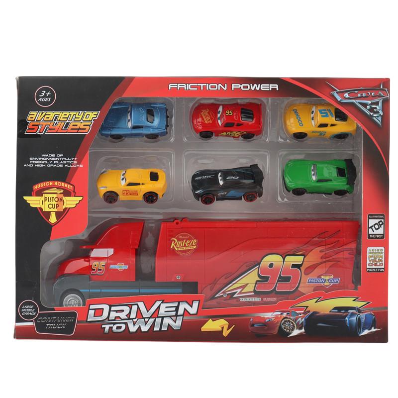 Non-Toxic 7Pcs/Box Pixar Cars Toys Lightning Mcqueen Jackson Storm Mack Uncle Truck 1:55 Model Car Toy Children Birthday Gift
