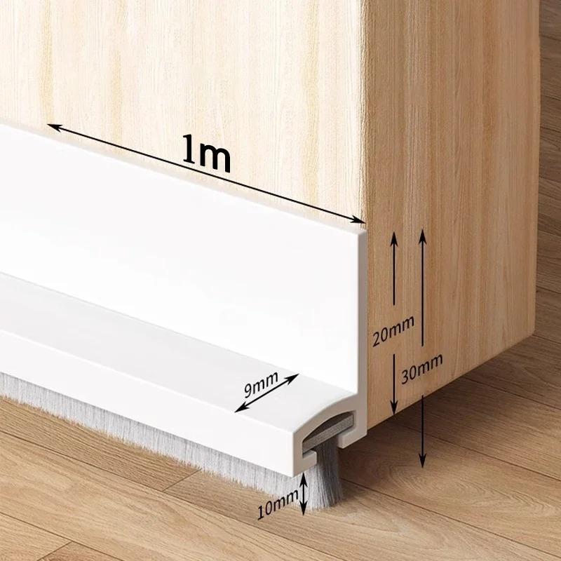1PC 1m/39.37inch Door Seal Draft Stops With Brush Reduce Noise Rubber Door Sweep Breeze Blocker Insect Proof Dust Proof Sound Pr