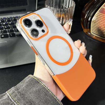 Contrast Color Magnetic Clear Case For iPhone 15 13 14 12 Pro Max Plus For Magsafe Wireless Charger Shockproof Phone Cover Funda