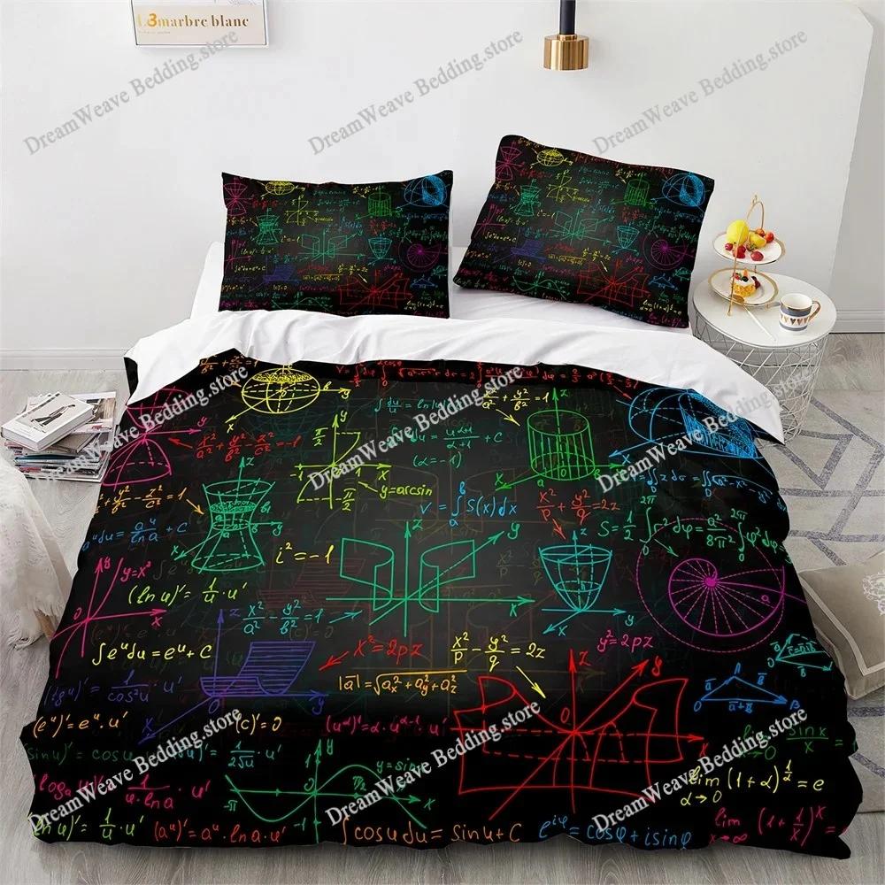 Set Nou de Lenjerie de Pat Imprimat 3D cu Formule Matematice Husa de Plapumă Cartoon Dublu Twin Full Queen King Lenjerie de Pat pentru Adult Copil Husa de Plapumă