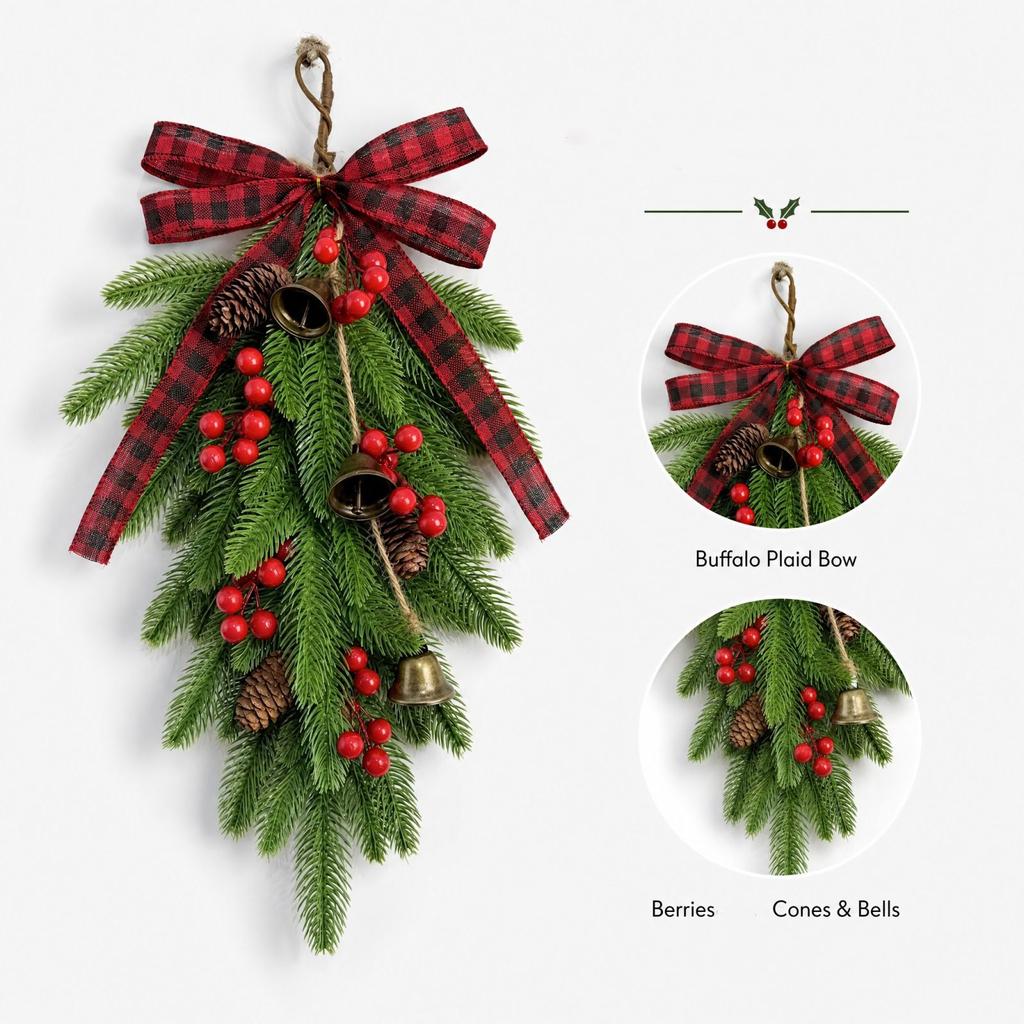 Christmas Red Bell Hanging Tree Decorations, 50 Pcs Holiday Ornaments for Home Decor