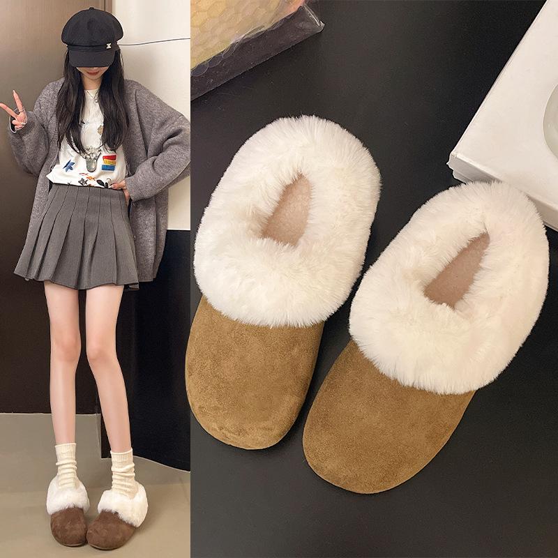 Women's Thick-soled Winter a Footstool Hairy Mouth Lightweight Warm Anti Cold Padded Snow Boots Non-slip Wear Casual Sneakers Cotton Boots