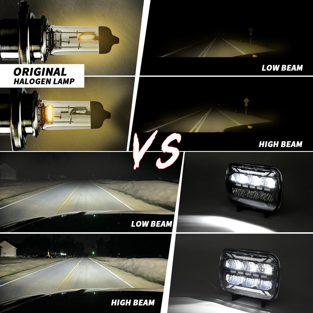 5 x 7 Zoll Quadrat LED Scheinwerfer Hohe Helligkeit IP67 Wasserdicht Abblendlicht Fernlicht LKW Frontscheinwerfer