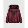 Womens Gothic Style Hooded Zip-Up Sweatshirt With Cross Wing Print Fleece Lined Collar Fall Winter Streetwear