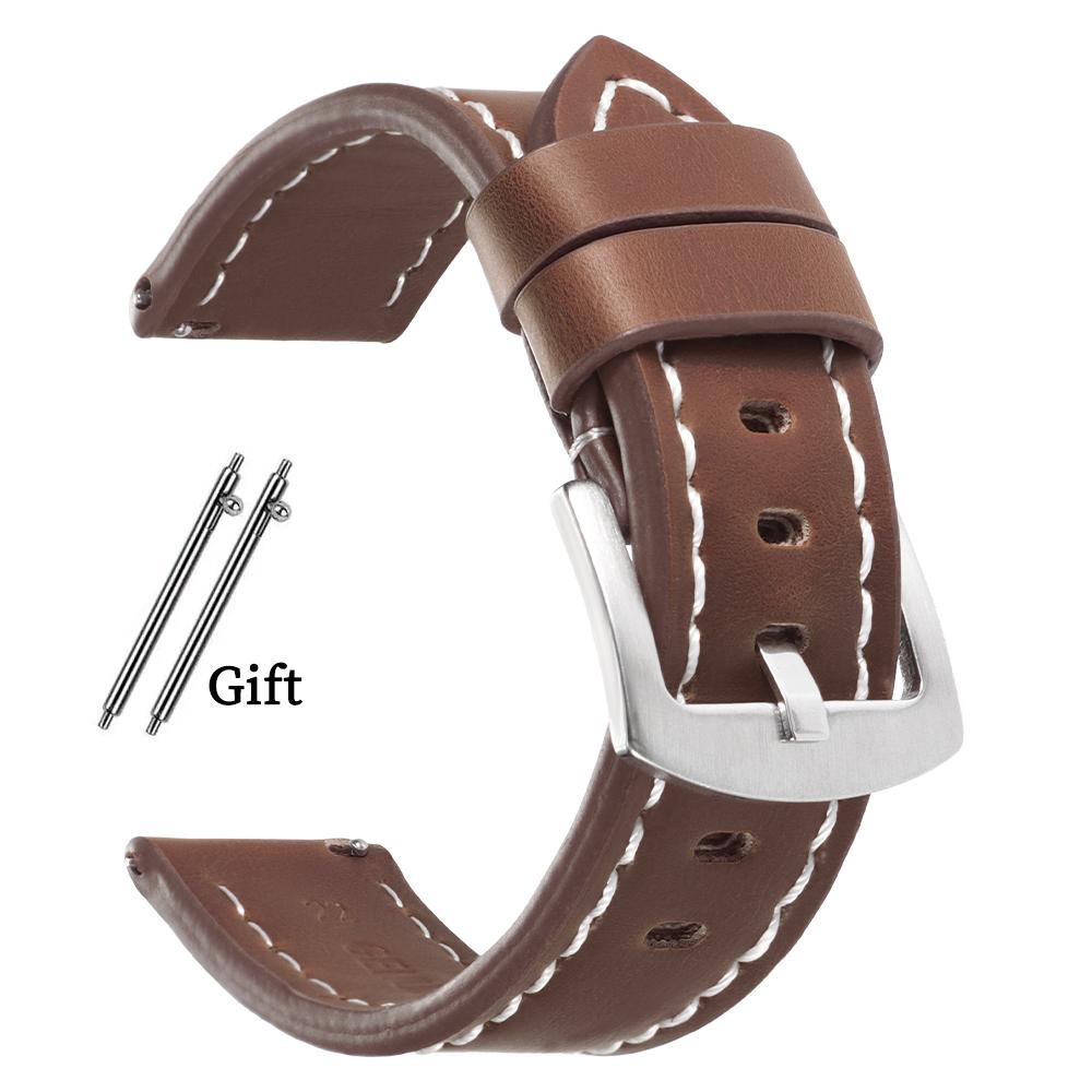 18mm 20mm 22mm 24mm Retro Leather Strap for Huawei Watch GT5/4/3 Calfskin Watch Band for Seiko Quick Release Watches Accessories