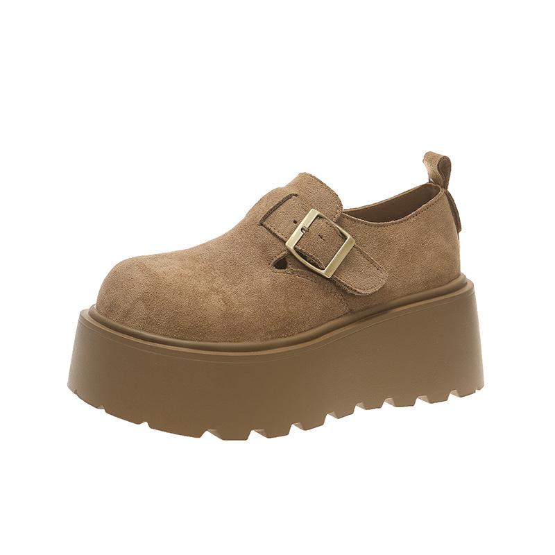 Leather all-inclusive children's spring and summer new small muffin thick-soled high-heeled shoes Loafer single shoes