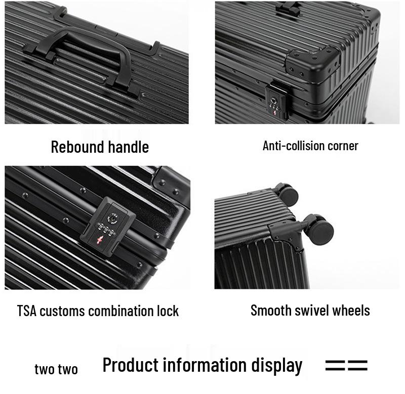 18" Aluminum Frame Top-Opening Suitcase with Universal Wheels for SLR Photography Travel, Flight Attendant, or Business Carry-On.