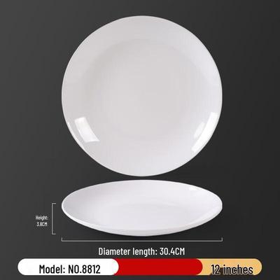 Shengjia Commercial Melamine White Round Dinner Plates - 10 Pack