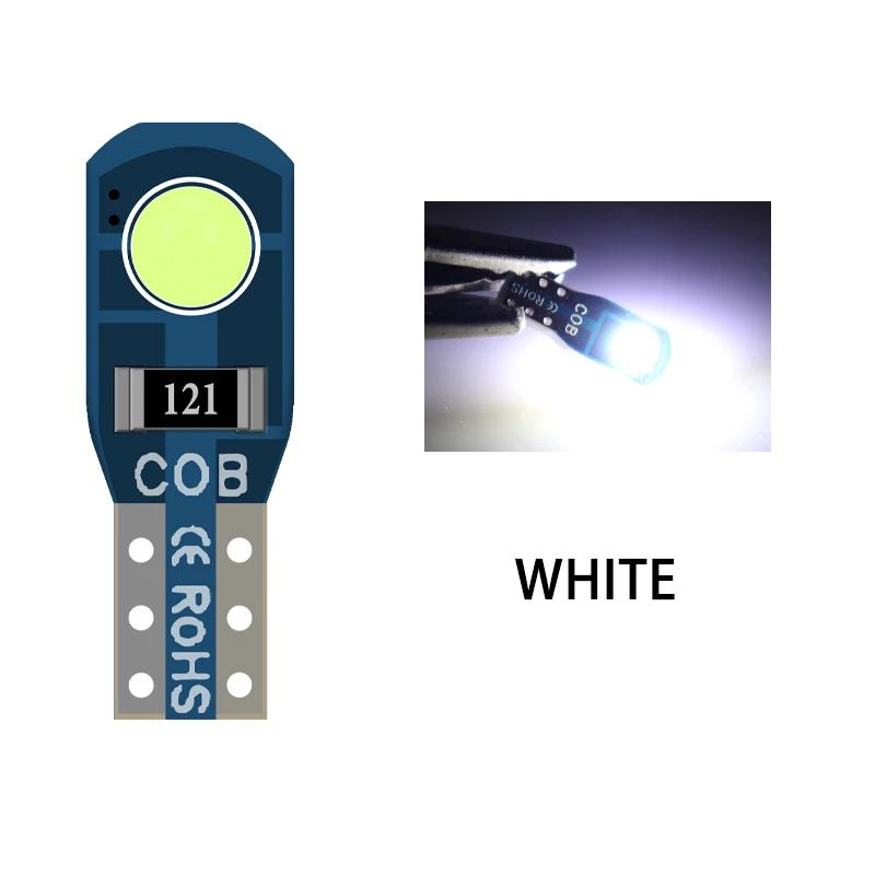 

10PCS T5 W3W Bulb COB 2SMD Car Interior Lights Super Bright Dashboard Warning Indicator 12V Wedge Auto Instrument Lamp White Red белый