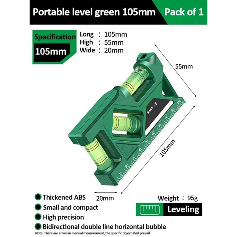 AB34-BAOLIAN Mini Level High Precision Horizontal Vertical Measurement Metric Ruler Protractor Home Portable Magnetic Pocket Lev