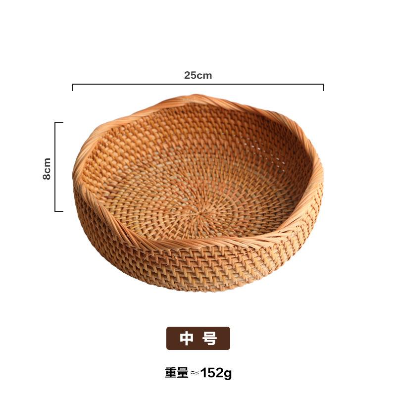 Furnace Brewed Tea Rattan Retro Handmade Rattan Tray Woven Fruit Plate Bread Basket Living Room Household Snack Basket