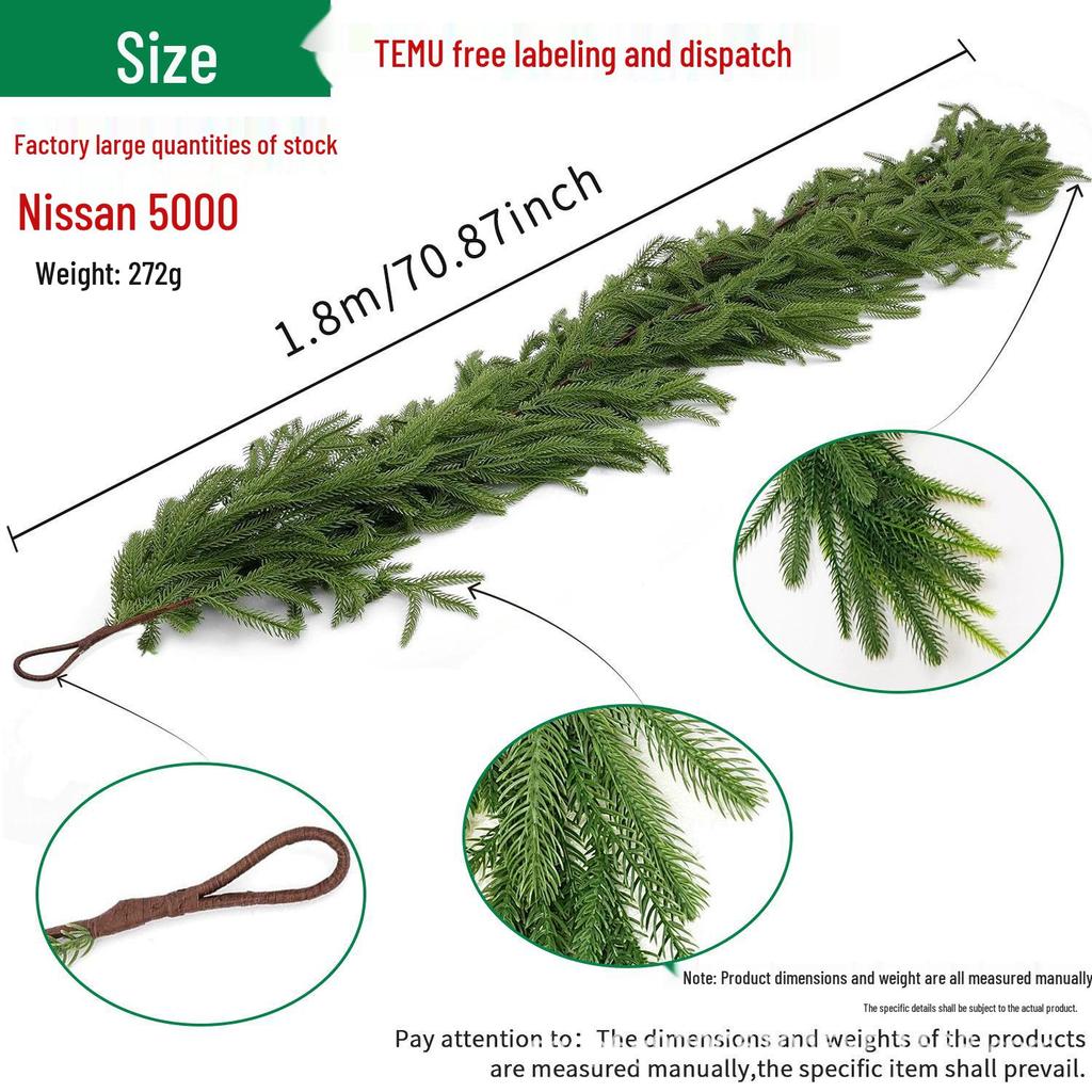 Nofox Rattan Pine Needle Christmas Wreath Decoration