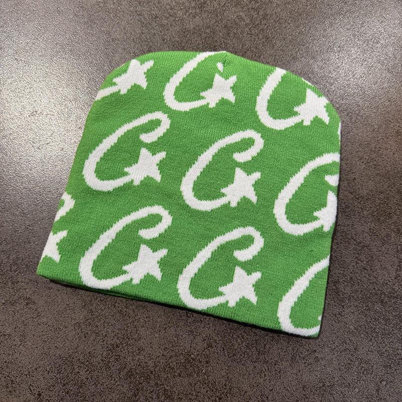 Trendy Knit Hat With Star Print Embroidery Design For Cold Weather Accessory