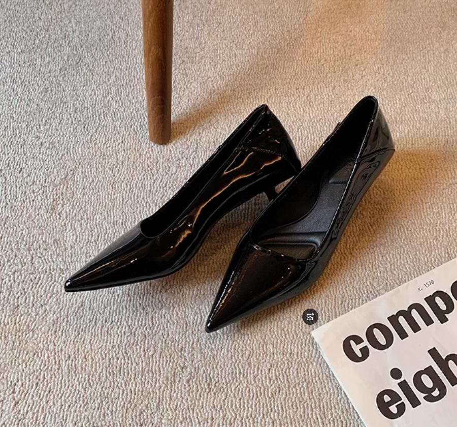 Deluna Daughter~ Temperament Small Pointed Head Shallow Mouth Empty Sandals Women's Thin Heel Leopard Cat and Single Shoe Women