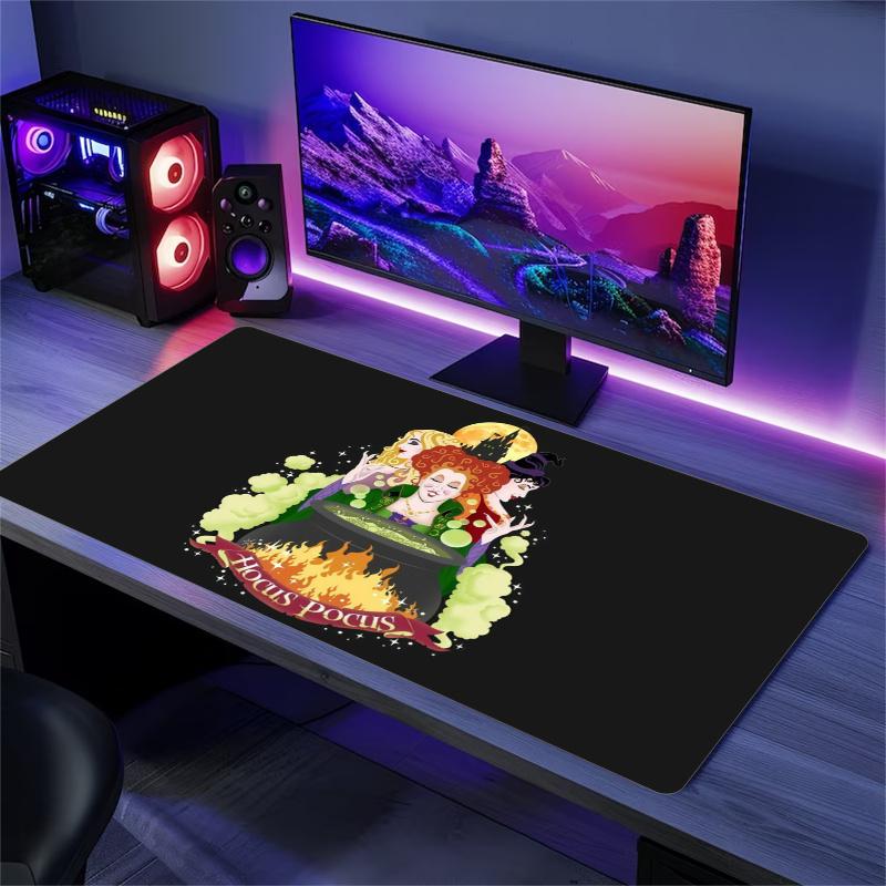 Hocus Pocus Cartoon Mouse Pad, Large Gaming Desk Mat, Non-slip XXL Mousepad for Laptop & Tablet, Mini PC Playmat with Stitched Edges