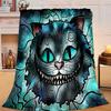 1PC wonderland Smile Cat Flannel Blanket Gift, Suitable for Both Men And Women, Soft Ideal for Beds And Sofa, Birthday Or Christmas Gift