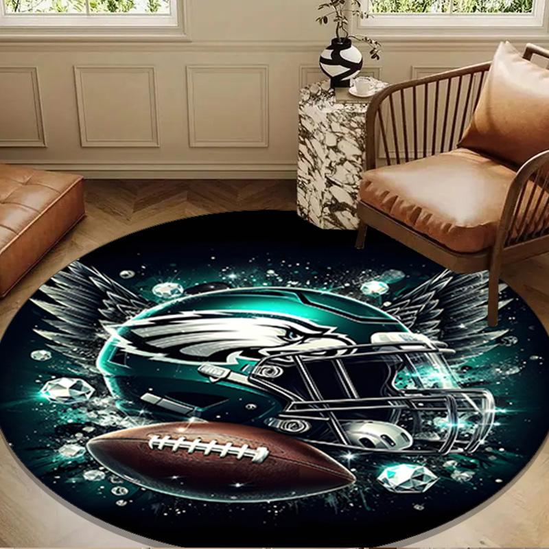 Philadelphia Eagles Yuvarlak Mat, Kaymaz Daire Halı Sandalye Halısı Salon, Yatak Odası, Paspas Ev Dekorasyonu Hediye Noel Hediyeleri İçin