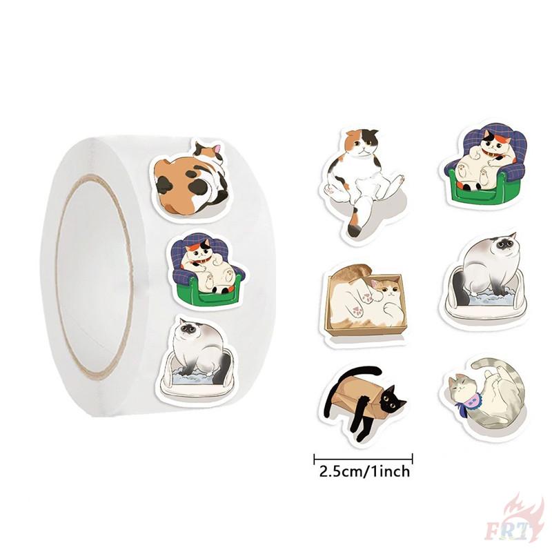 500Pcs/Roll Q Lazy Cats Kids Rewards Stickers - DIY Scrapbooks Album Decor Sealing Label Decals