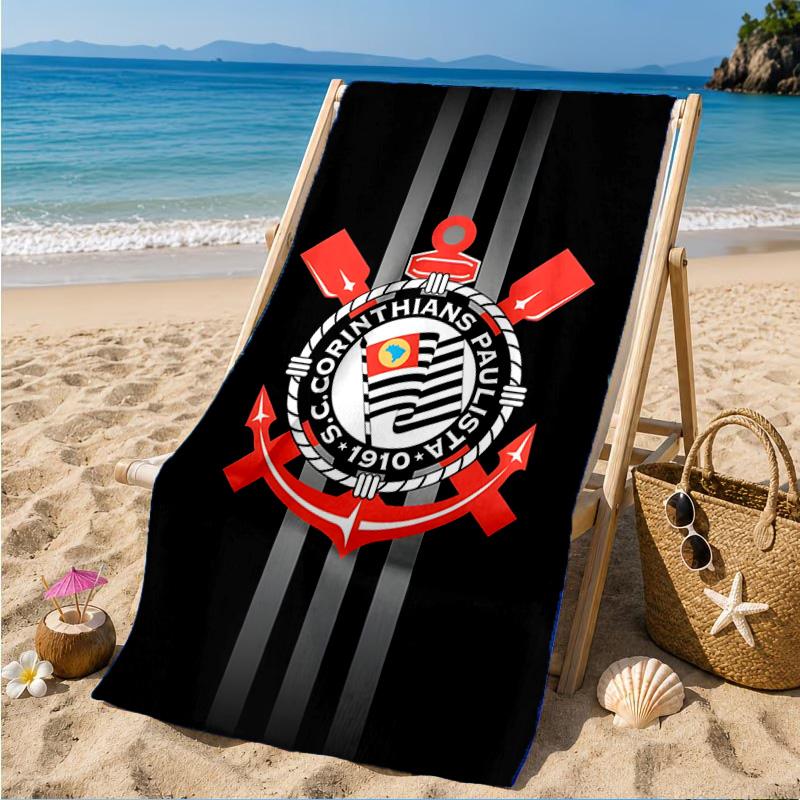 Sportverein Fußballwappen Bedrucktes Mikrofaser-Strandtuch, Weich und Saugfähig, Schnelltrocknend, Ideal für Sommerreisen, Strand-Essential, Schwimmbad