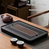 Double-Layer Wooden Tea Tray Engraved Floral Rectangular Food Safe Wood Tray Ideal for Home Tea Party Gifting Occasions