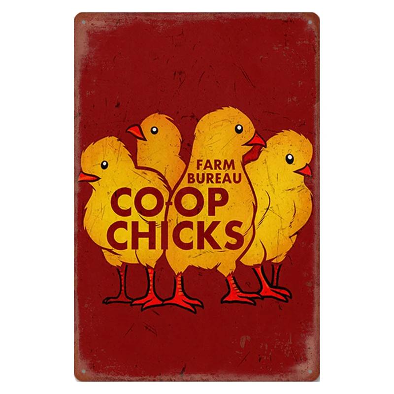 Chicken Rooster Hen Coop Egg Retro Vintage Metal Plate Decoration Wall Home Decor Tin Metal Sign Poster For Farmer New Year