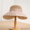 French Elegant Mesh Splicing Pearl Bow Big Eaves Straw Hat Women's Summer Sunscreen Sun Hat Show Face Small Holiday Hat