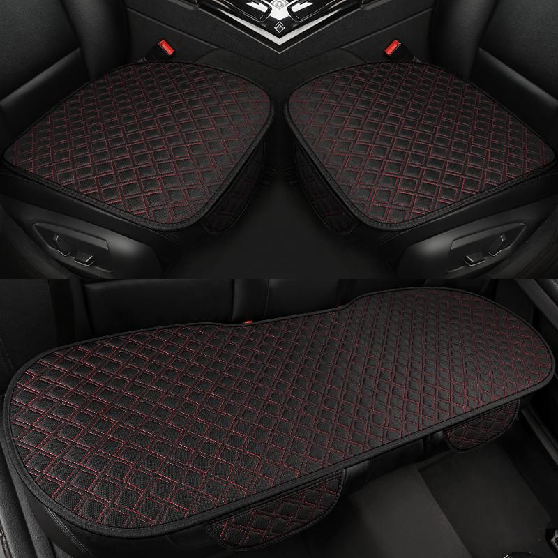 New Linen Car Seat Cushion Three Piece Set, Four Season Universal Anti Slip Five Seat Backrest Car Seat Cushion, Summer Cushion