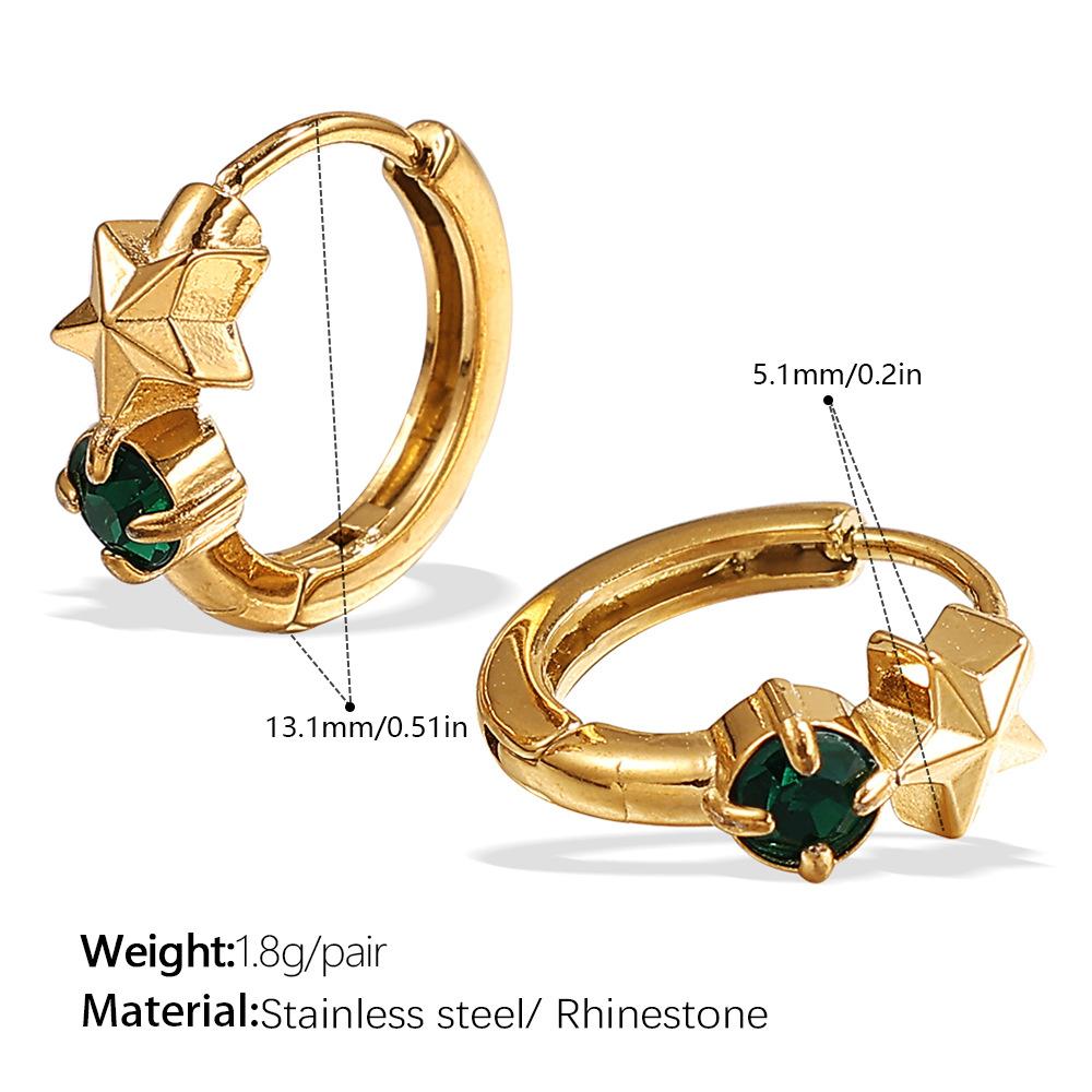 Japanese and Korean Popular Jewelry, Stainless Steel Gold-plated Earrings, Ear Buckles, Summer Earrings, Inlaid Rhinestone Earrings.