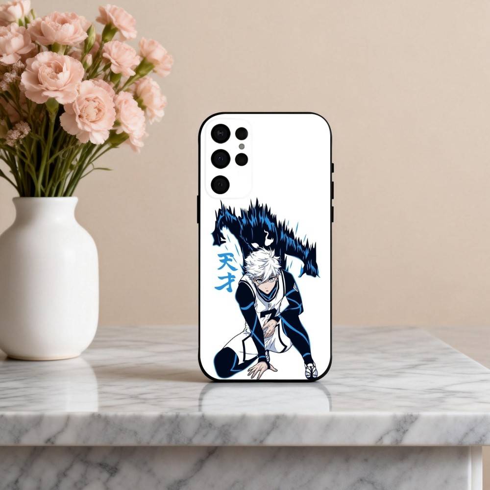C-Comics B-Blue L-Lock-K  Phone Case For Samsung S25,24,23,22,30,21,10,9,Ultra,Plus,Lite,FE,4,5 G Soft Black Case