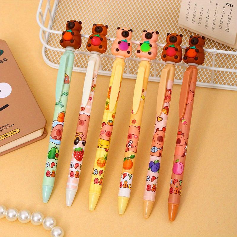 Back To School Season 36pcs 0.5mm Soft Rubber Kapibala Style Press Neutral Pen Cartoon Style ST Head Sign Pen Cute Question Brush Pen