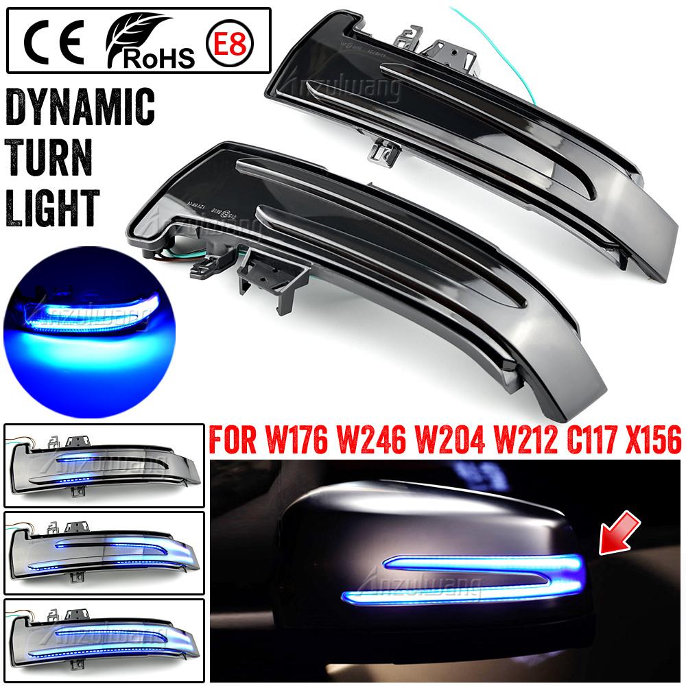 2x For Mercedes Benz A B C E S CLA GLA CLS Class W176 W246 W204 X156 Dynamic Turn Signal Rearview Mirror Indicator Blinker Light